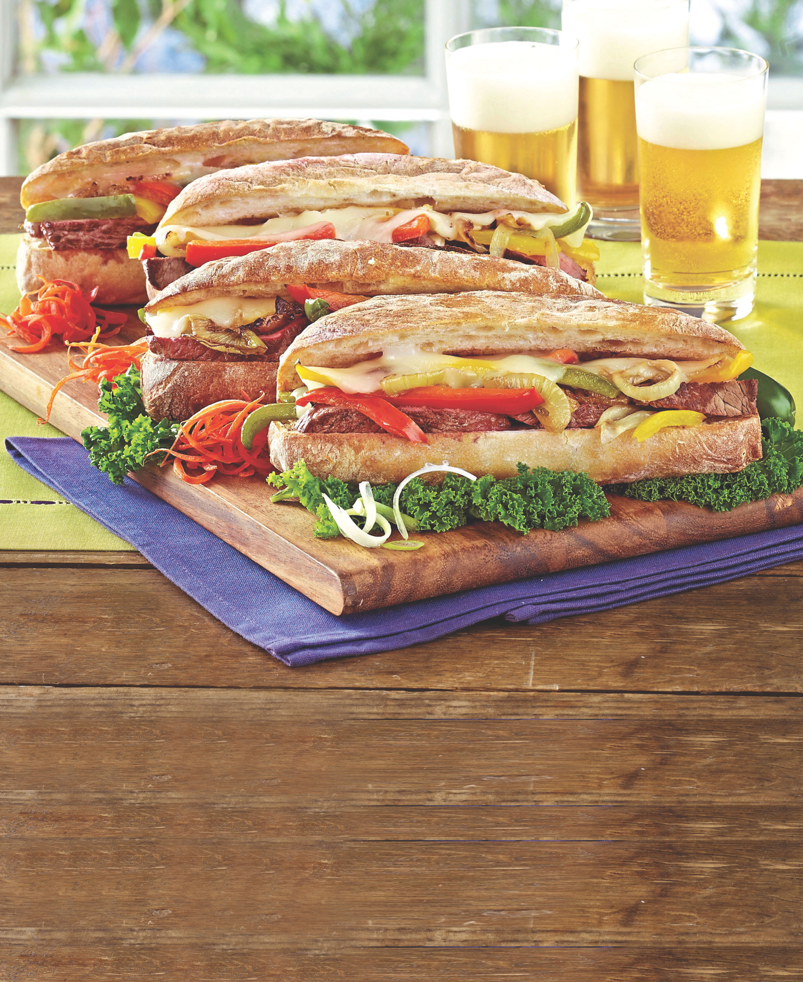Pepper-steak 'n' cheese subs recipe