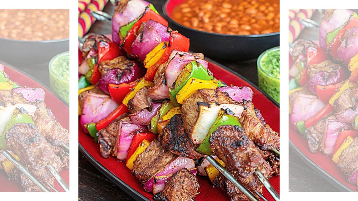 Grilled Beef 'n' Veggie Skewers recipe
