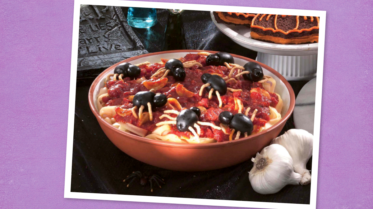 Transylvania Garlic Fettuccine sits looking spooky (halloween dinner ideas)