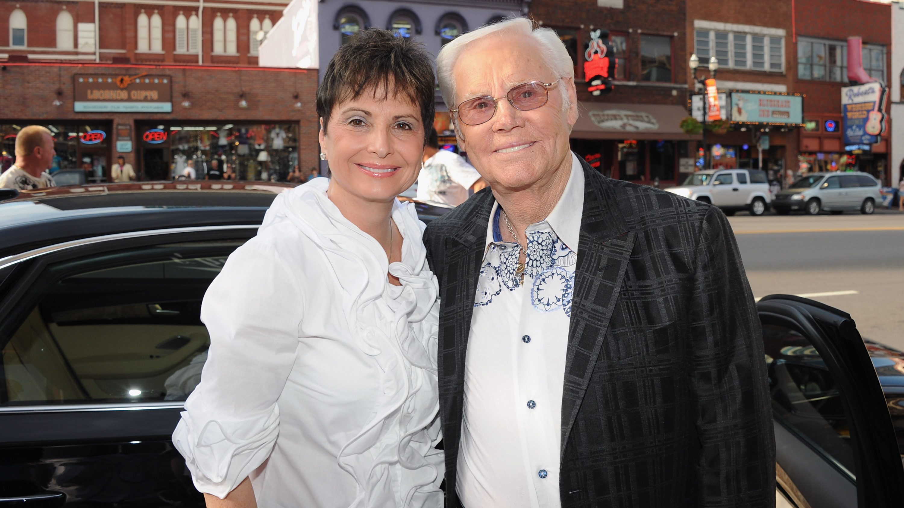 Nancy and George Jones attend his 80th birthday party in Nashville, Tennessee, 2011