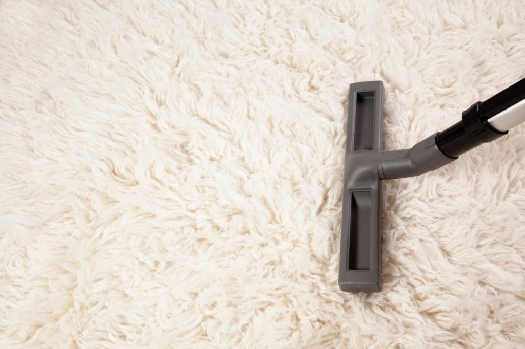 Vacuum cleaner nozzle on shag carpet- how to clean a shag rug