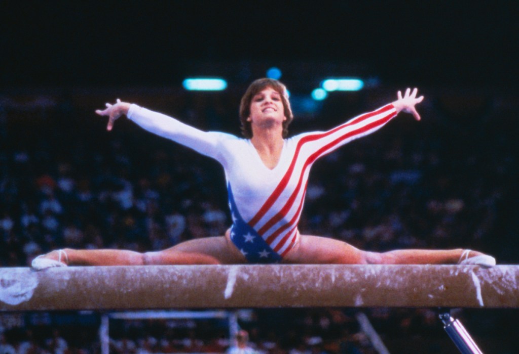 Mary Lou Retton on the balance beam at the 1984 Olympics