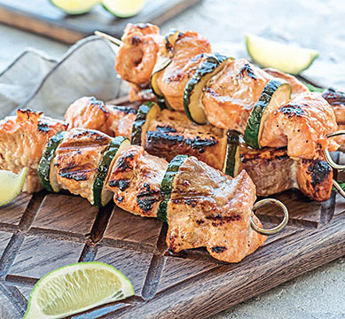 Grilled Zucchini Lime Fish Kebabs recipe