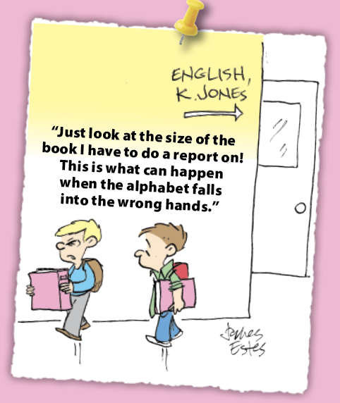 Book jokes: A kid talks about big a book is and how the abcs are weird 