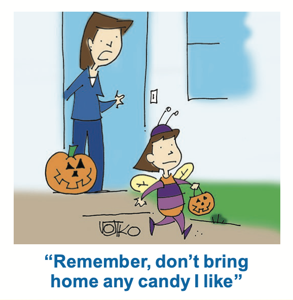Halloween jokes: A mom tells her kid to only get the good candy
