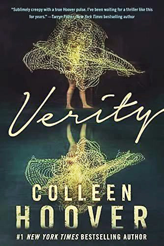Mystery Romance Books: Verity by Colleen Hoover book cover that shows the title in golden script font