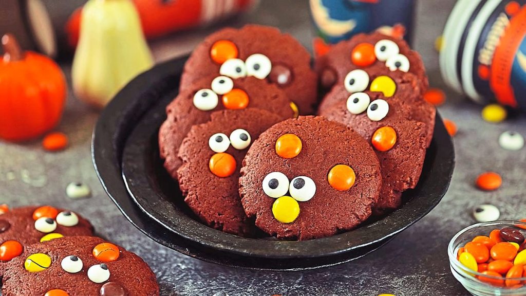 Spooky Eye Cookies sits looking adorable (halloween cookies)