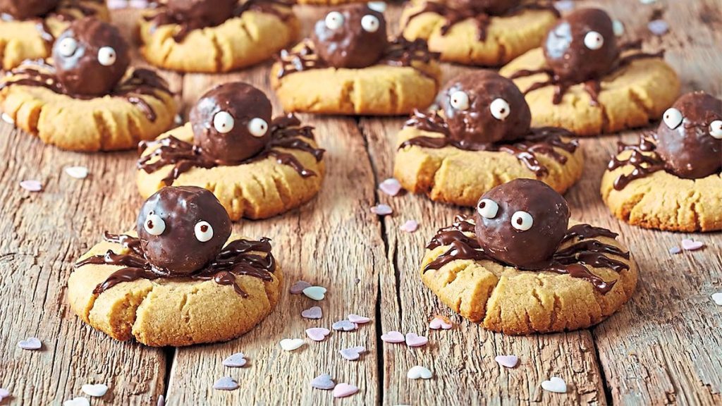 Chocolate Spider Cookies sits on a table (Halloween Cookies)