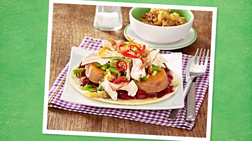 Turkey Tostadas using a thanksgiving leftover recipe