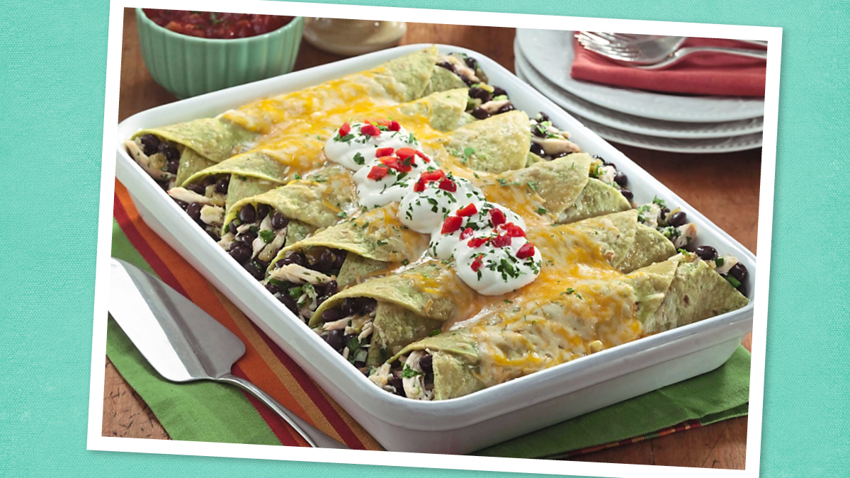 Green Chile Turkey Enchiladas recipe using Thanksgiving leftovers