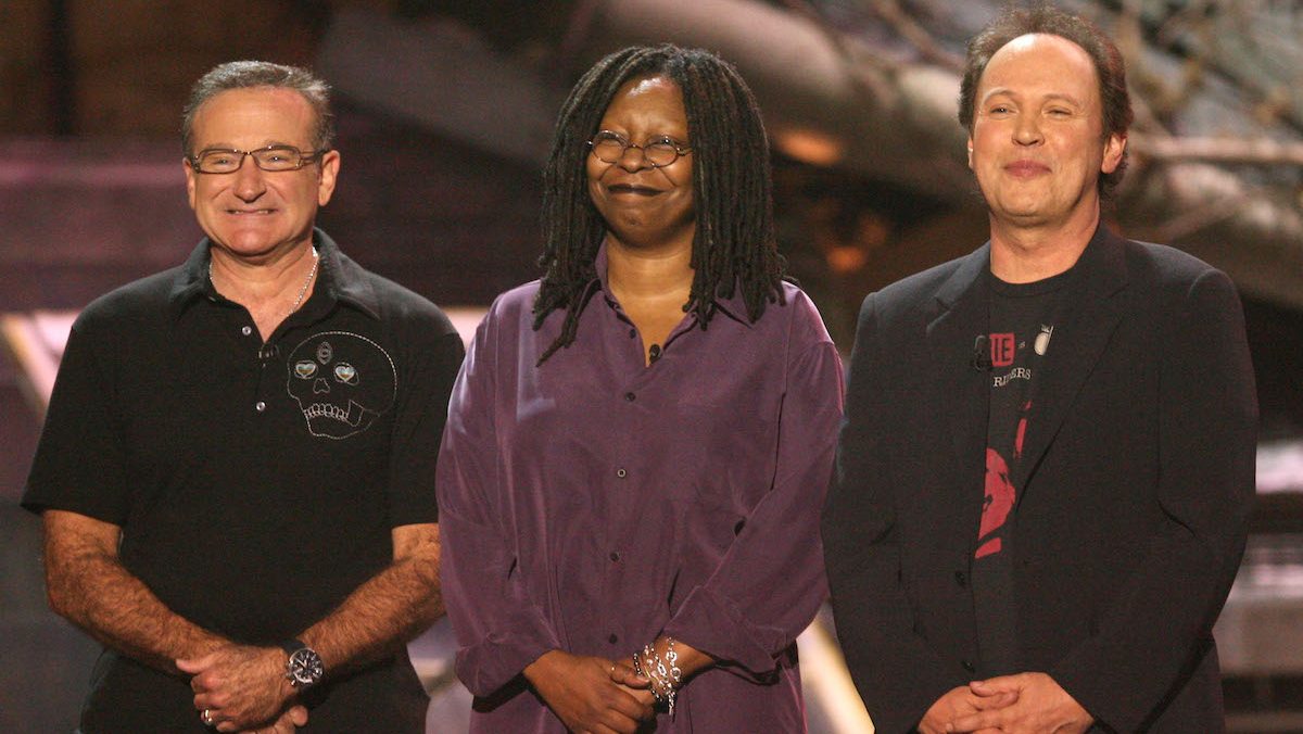 Robin Williams, Whoopie Goldberg and Billy Crystal at the Comedy Relief festival show, 2006