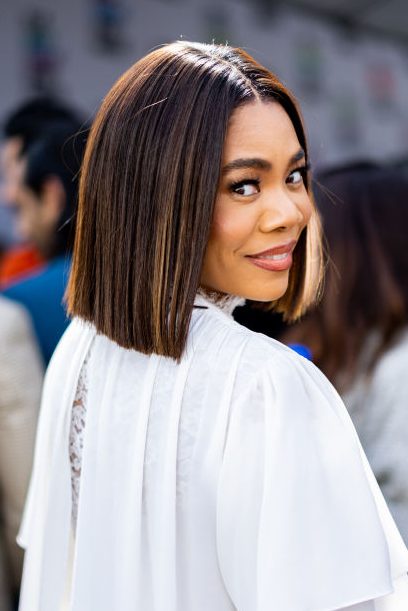Regina Hall with gorgeous after haircut, a modern midi.