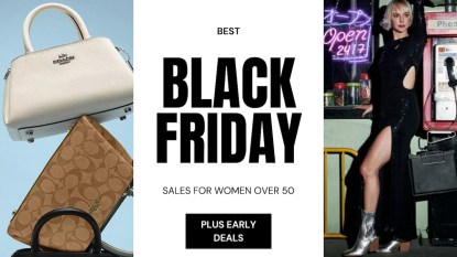 'Best Black Friday Deals for Women Over 50 Plus Deals to Shop Now' with an image of Coach purses and Chinese Laundry shoes.