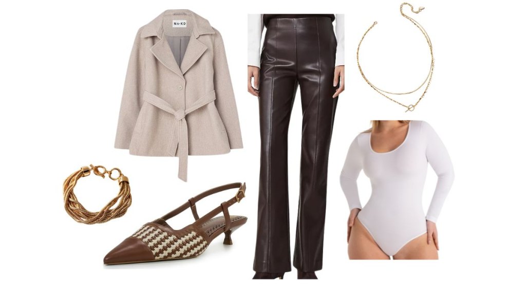 Thanksgiving outfit using leather pants