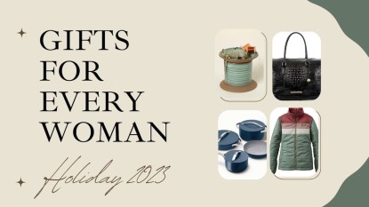 A Canva template with products in a round up of 'Gifts for Every Woman' for the holiday season 2023.