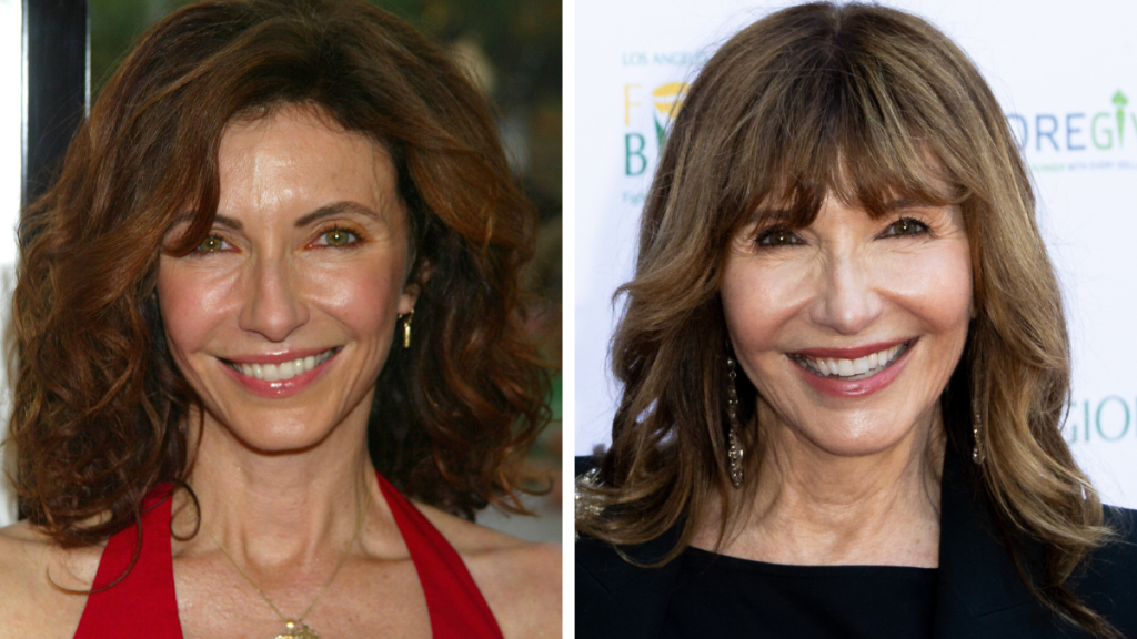 Mary Steenburgen from the cast of Elf. Left: 2003; Right: 2023 