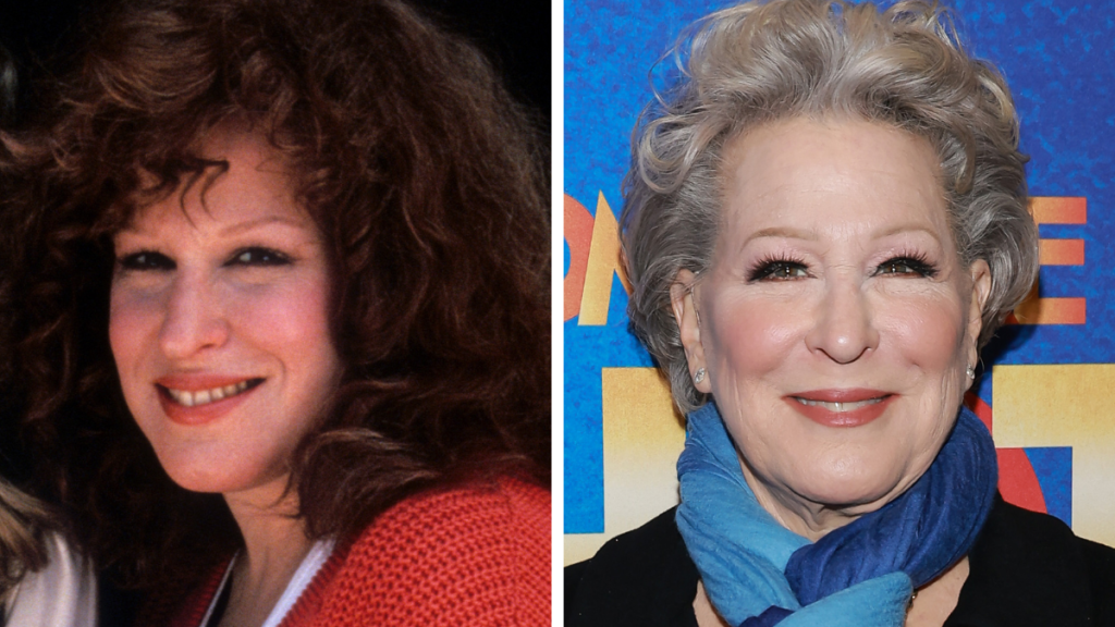 Bette Midler from the Beaches cast. Left: 1987; Right: 2022