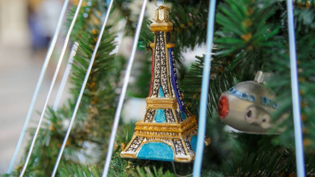 Christamas tree decoration in french style with eifel tower