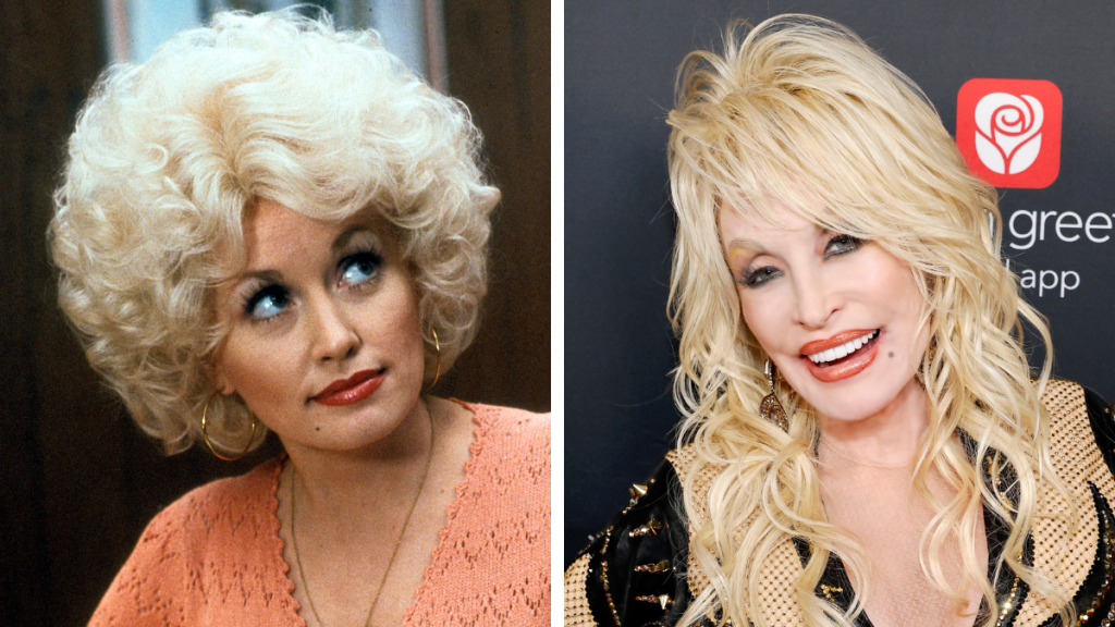 Dolly Parton in 1980 and 2023