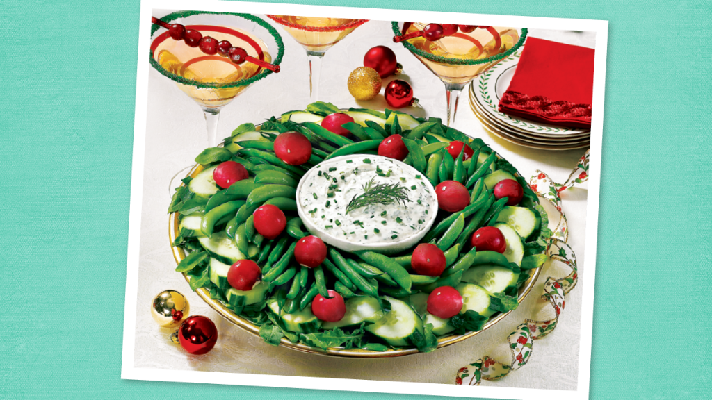 Vegetable Wreath and Herb Dip (Appetizers for Christmas)