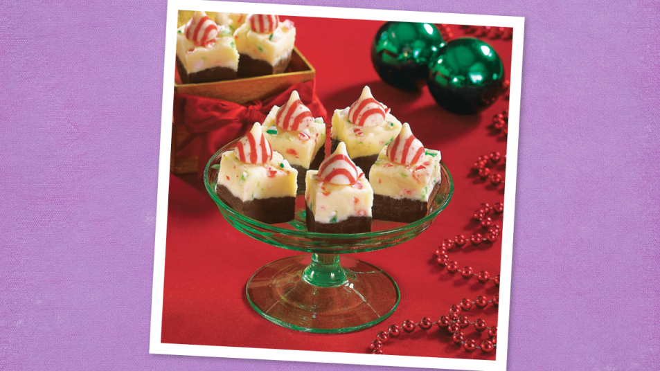 Candy Cane White Fudge Brownie Bites (Christmas brownies)