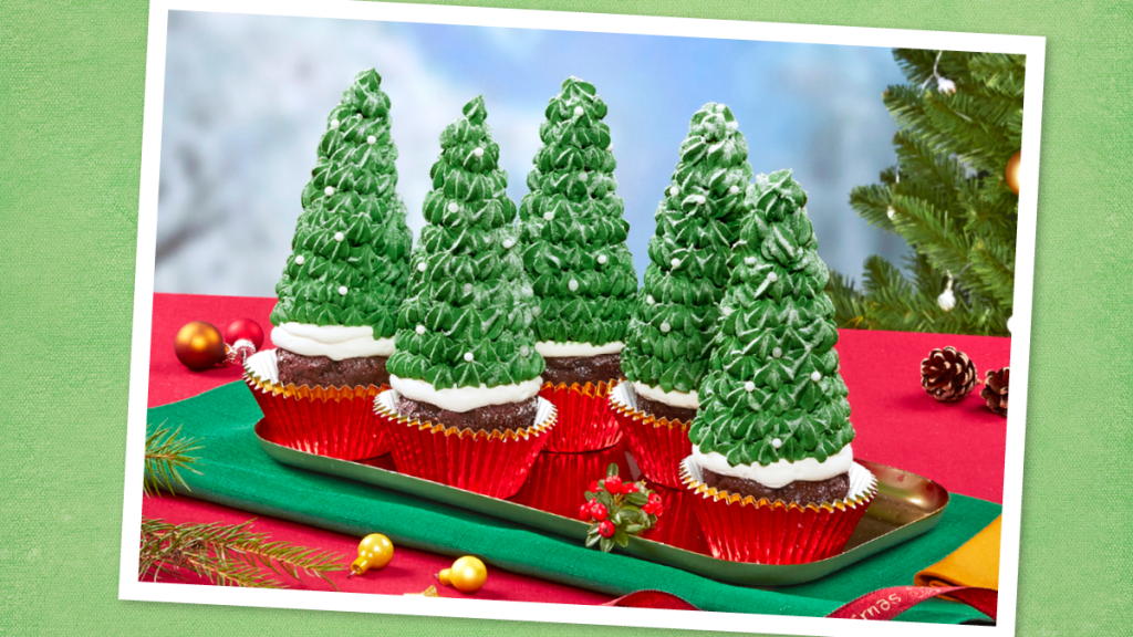 Christmas Tree Cupcakes (Christmas cupcakes)