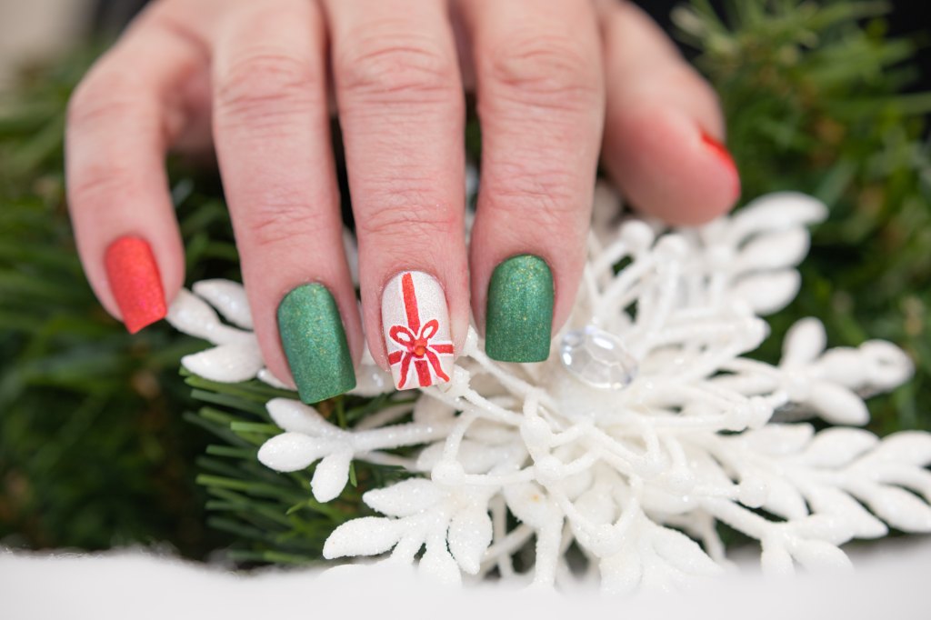 Gift wrap-inspired nail art