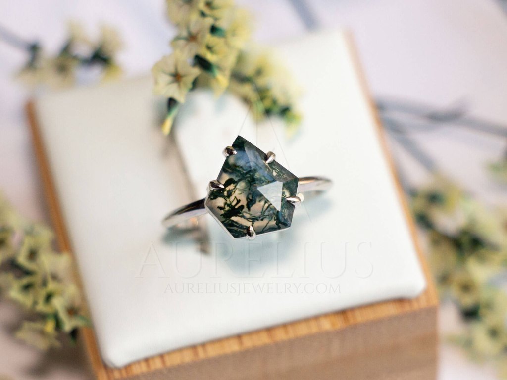 Veronica Moss Agate Engagement Ring