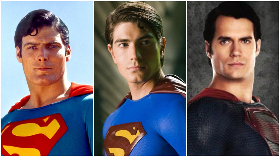Christopher Reeve, Brandon Routh and Henry Cavill as Superman