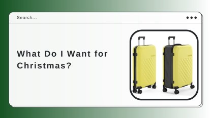 An image with an internet tab and text that reads 'What do I want for Christmas' next to a picture of Rollink luggage.