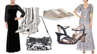 Sparkling dresses, shoes, and purses from Zappos that are perfect for New Year's Eve style.