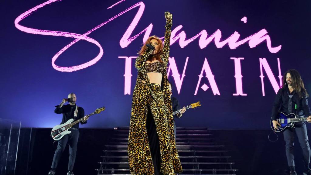Shania Twain performing; Country Songs about women