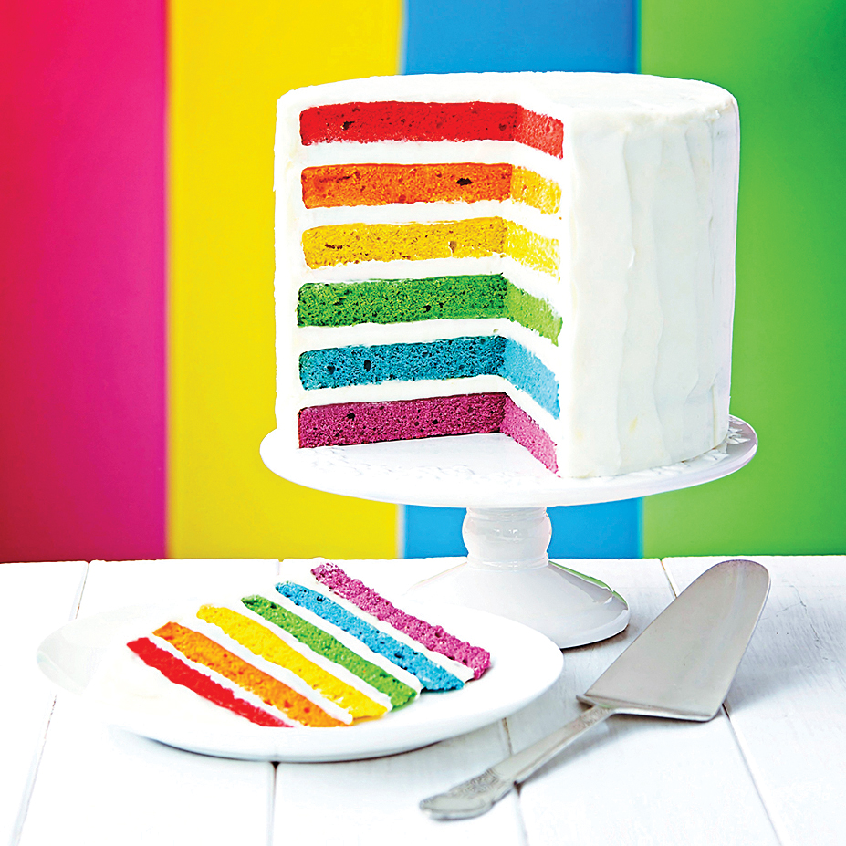 Paint and sip party: Rainbow layer cake