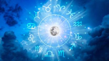 (full moon in leo 2024) Zodiac signs inside of horoscope circle. Astrology in the sky with many stars and moons astrology and horoscopes concept