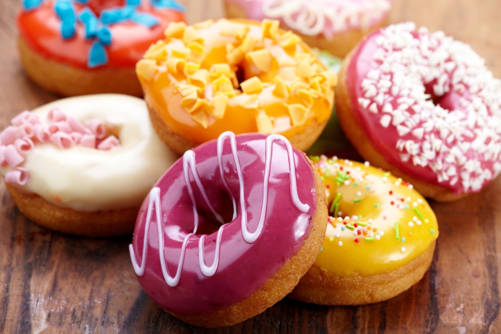 Donut party: iced donuts in different colors