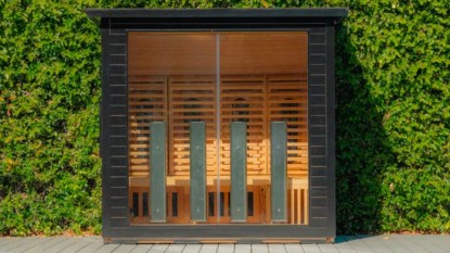 An image of the Sun Home Luminar™ Outdoor 5-Person Full-Spectrum Infrared Sauna, one of the top 10 best outdoor saunas.