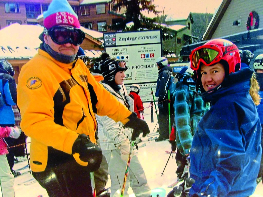 Aubrie and her father at the Winter Park Ski Resort races in 2007, just 30 minutes before her horrific skiing accident