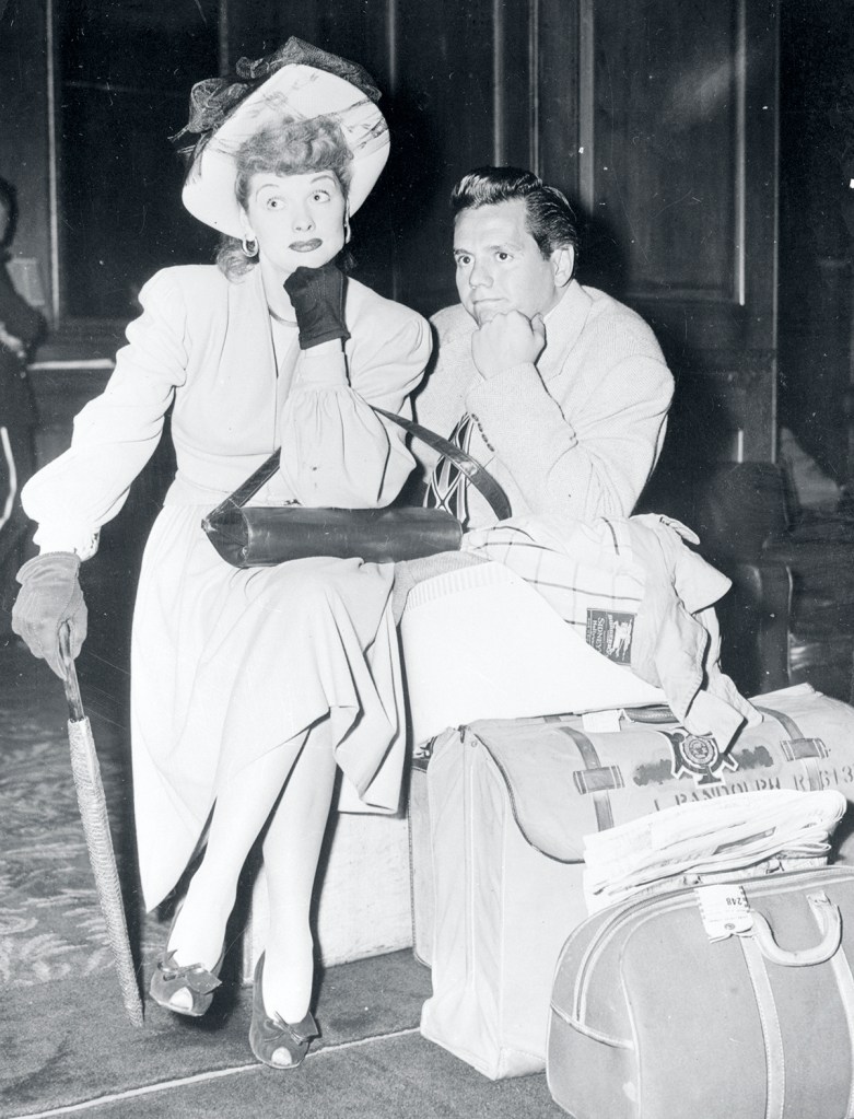 Lucille Ball and Desi Arnaz, on the road performing, 1949