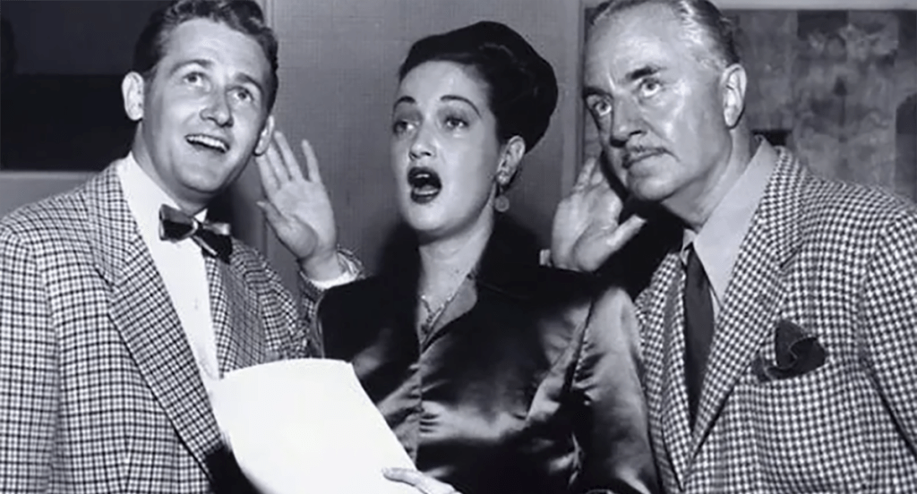 Alan Young and his co-stars on the radio in the 1940s
