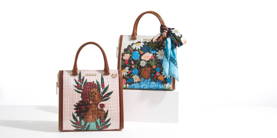 Brahmin's collaboration with Coco Michele, a limited edition collaboration that captures the beauty of black culture showcased on Brahmin's iconic Caroline and new 100% silk scarves.