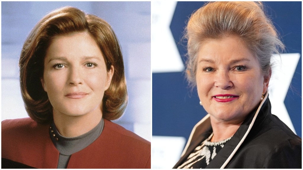 Kate Mulgrew as Captain Janeway and attending the 2023 Robert F. Kennedy Ripple of Hope Gala
