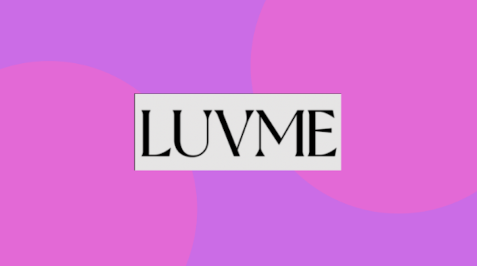 A purple and pink background with the logo for LUVME Hair, which is reviewed in the article.