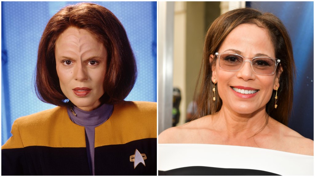 Roxann Dawson as B'Elanna Torres in 1995 and at a 2019 event