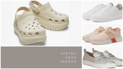 Images of shoes from Zappos that are trending for spring 2024 with text that reads 'Spring Shoe Trends.'