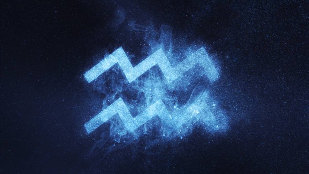 Aquarius Zodiac Sign. Abstract night sky background