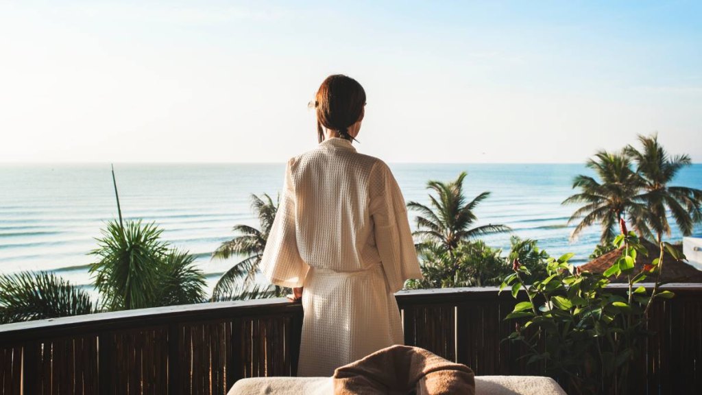 save on spring travel: Mature woman at a spa