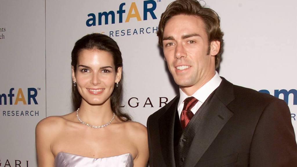 The actress with fiance Jason Sehorn in 2000 Angie Harmon