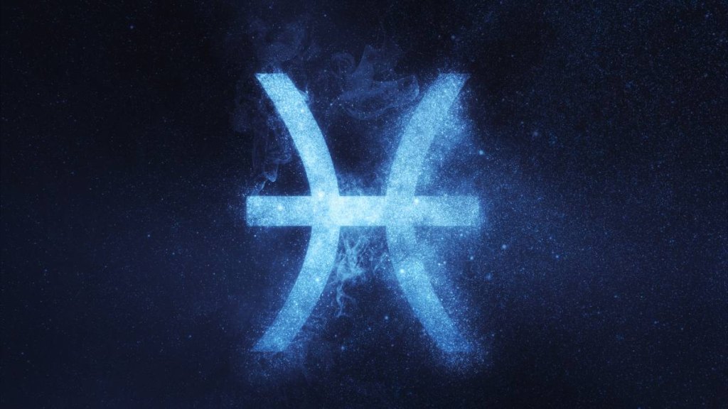 Pisces Zodiac Sign . Abstract night sky background