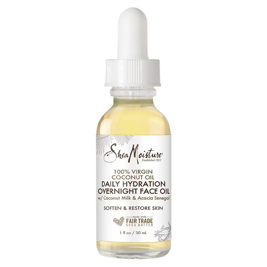 SheaMoisture 100% Virgin Coconut Oil Overnight Face Oil, one of the celebrity favorite drugstore beauty products