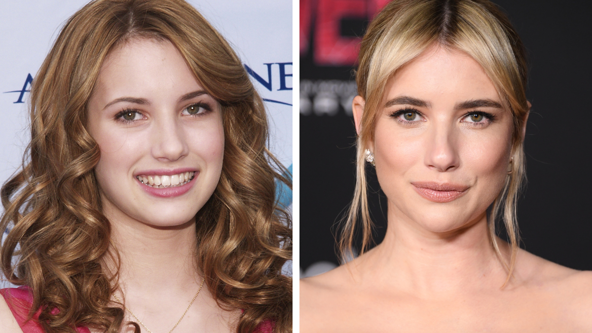 Emma Roberts during the era in which she starred in the Aquamarine cast, and in present day